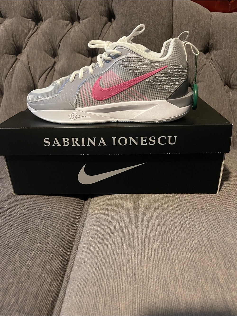 Nike Women's Gray and Pink Sabrina Ionescu Signature Athletic Shoe